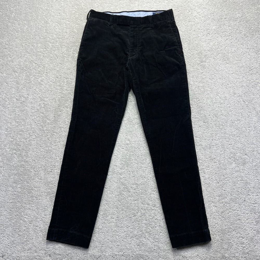 Polo Ralph Lauren Corduroy Pants Mens 28x30 Black Stretch Slim Fit Smart Casual